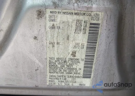 2018 Nissan Altima 2.5 Sv from USA, damaged, VIN 1N4AL3AP2JC186980